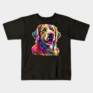 Golden Retriever Colorfull Pop Art Design For Dog Onwer Kids T-Shirt